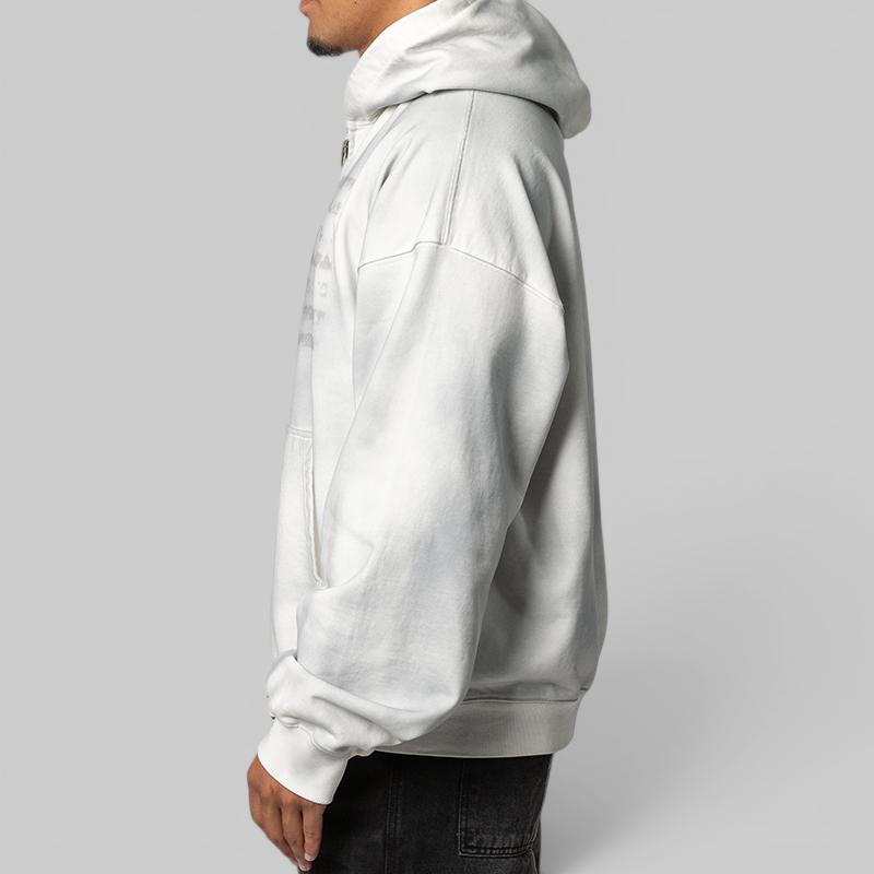 Dirty Washed Old Glory Zip-Up Hoodie - White – LOADED