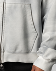 Dirty Washed Old Glory Zip-Up Hoodie - White