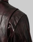 Red Washed Bio Soldier Leather Jacket - Black