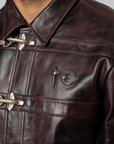 Red Washed Bio Soldier Leather Jacket - Black