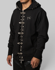 TC Studded Line Zip-Up Hoodie - Black