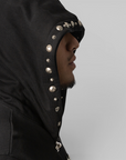 TC Studded Line Zip-Up Hoodie - Black