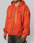 TC Two Tone Washed Zip-Up Hoodie - Red