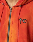 TC Two Tone Washed Zip-Up Hoodie - Red