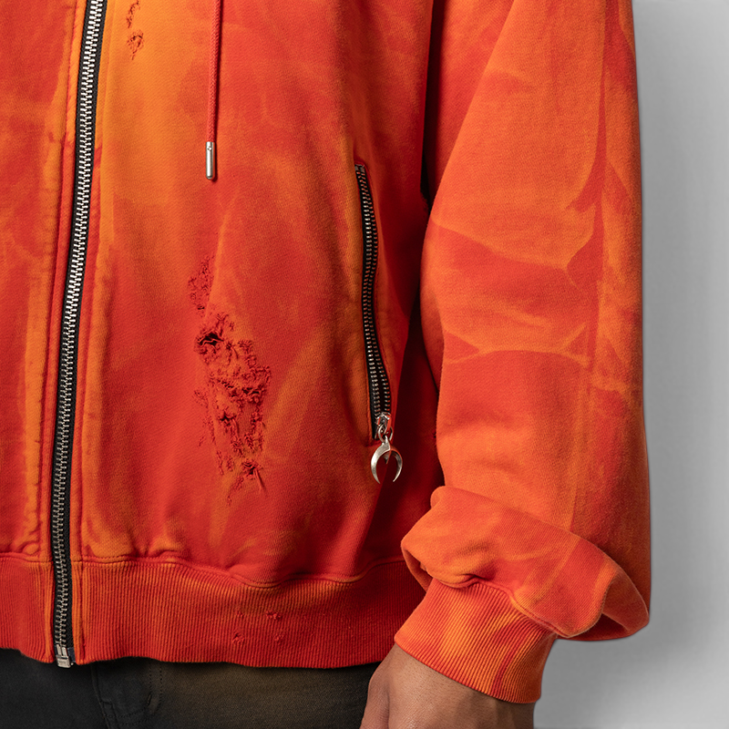 TC Two Tone Washed Zip-Up Hoodie - Red