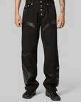 TC Leather Washing Denim Pant - All Black