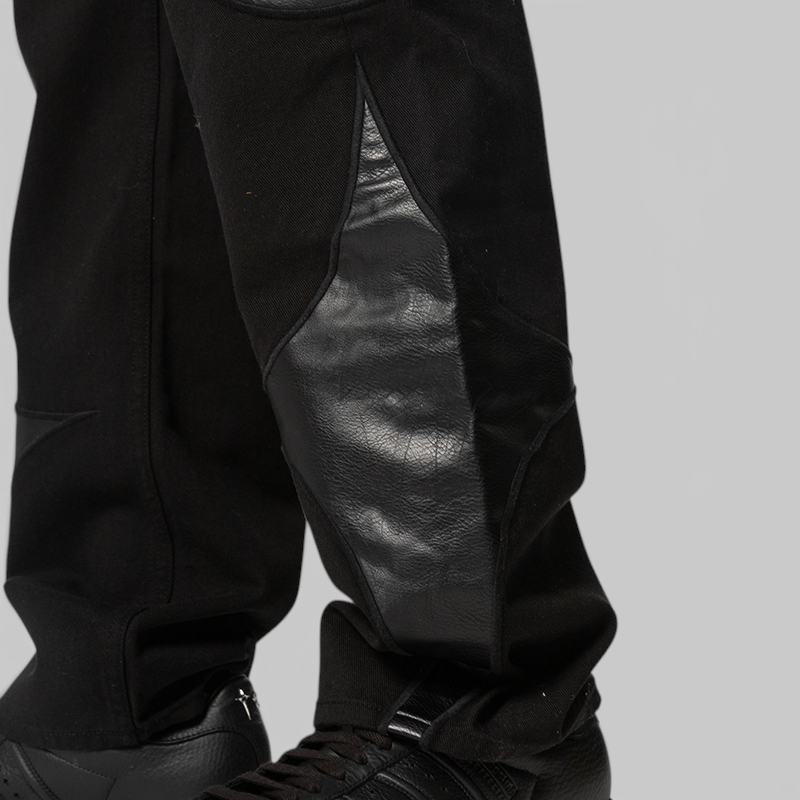 TC Leather Washing Denim Pant - All Black