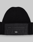 Nylon Patch Beanie - Black