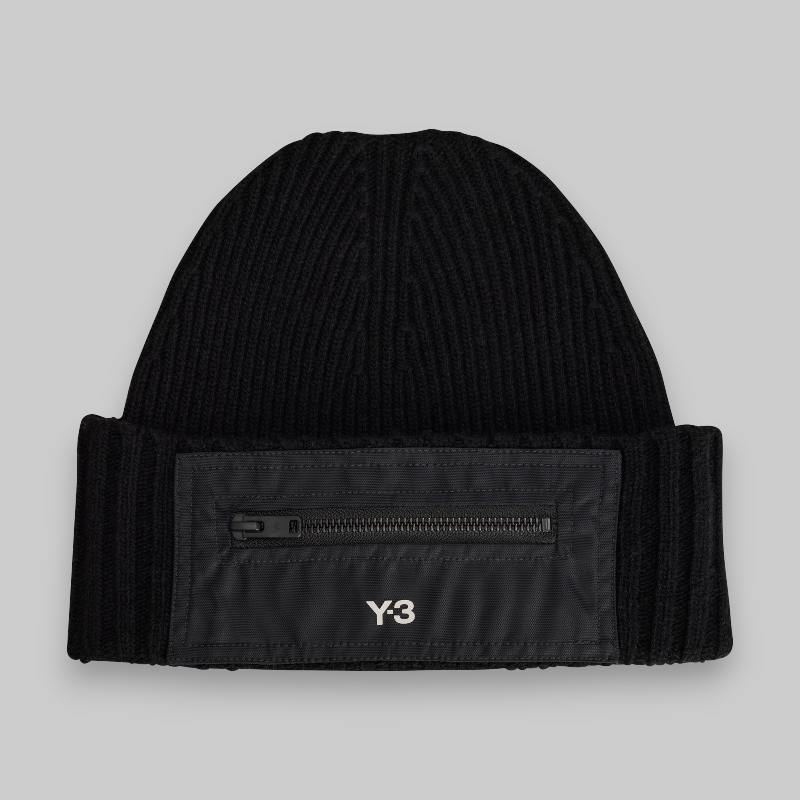 Nylon Patch Beanie - Black