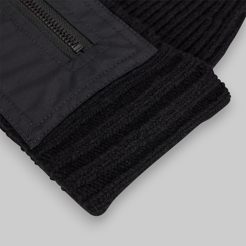 Nylon Patch Beanie - Black