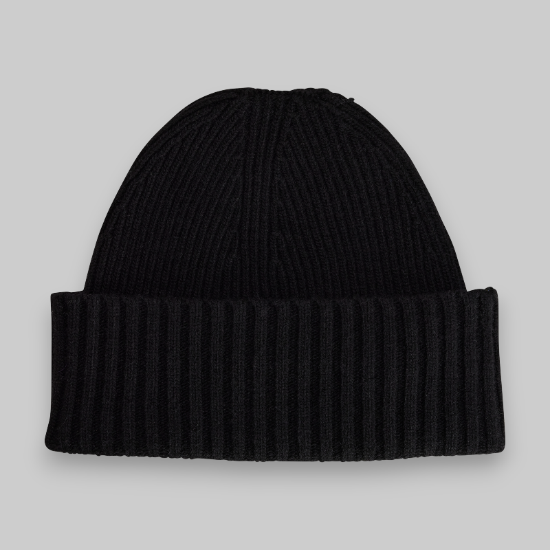 Nylon Patch Beanie - Black