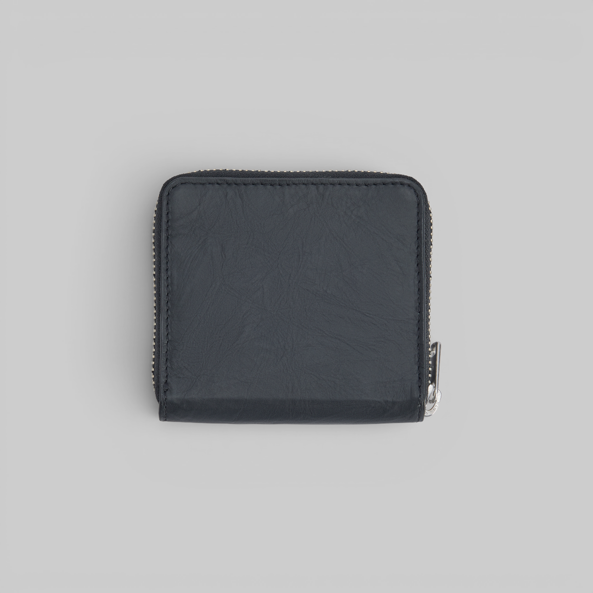 Crinkle Leather Wallet - Black