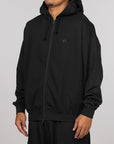 French Terry Zip Hoodie - Black