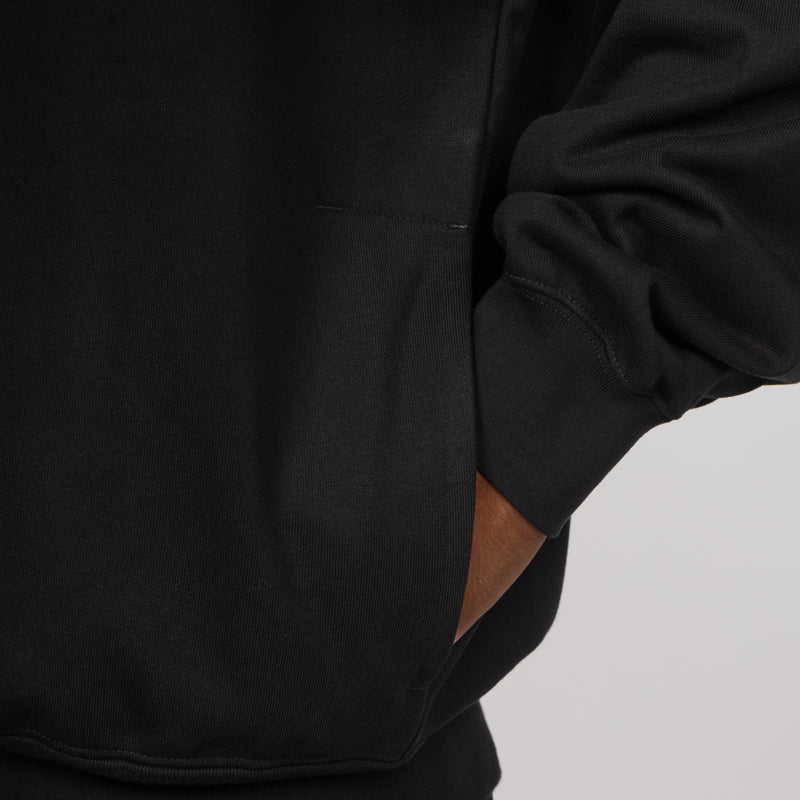 French Terry Zip Hoodie - Black