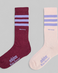 X Wales Bonner 3Stripe Socks - Maroon/Wonder Quartz