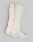 Crochet Crew Socks 2 Pack - Sandy Pink/Linen Green