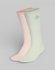 Crochet Crew Socks 2 Pack - Sandy Pink/Linen Green