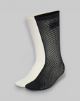 Crochet Crew Socks 2 Pack - Off White/Black