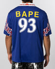 X Bape Short Sleeve Flame Jersey - Japan Blue