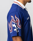 X Bape Short Sleeve Flame Jersey - Japan Blue