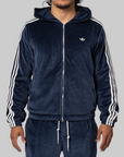 X Wales Bonner Velour Track Jacket - Collegiate Navy