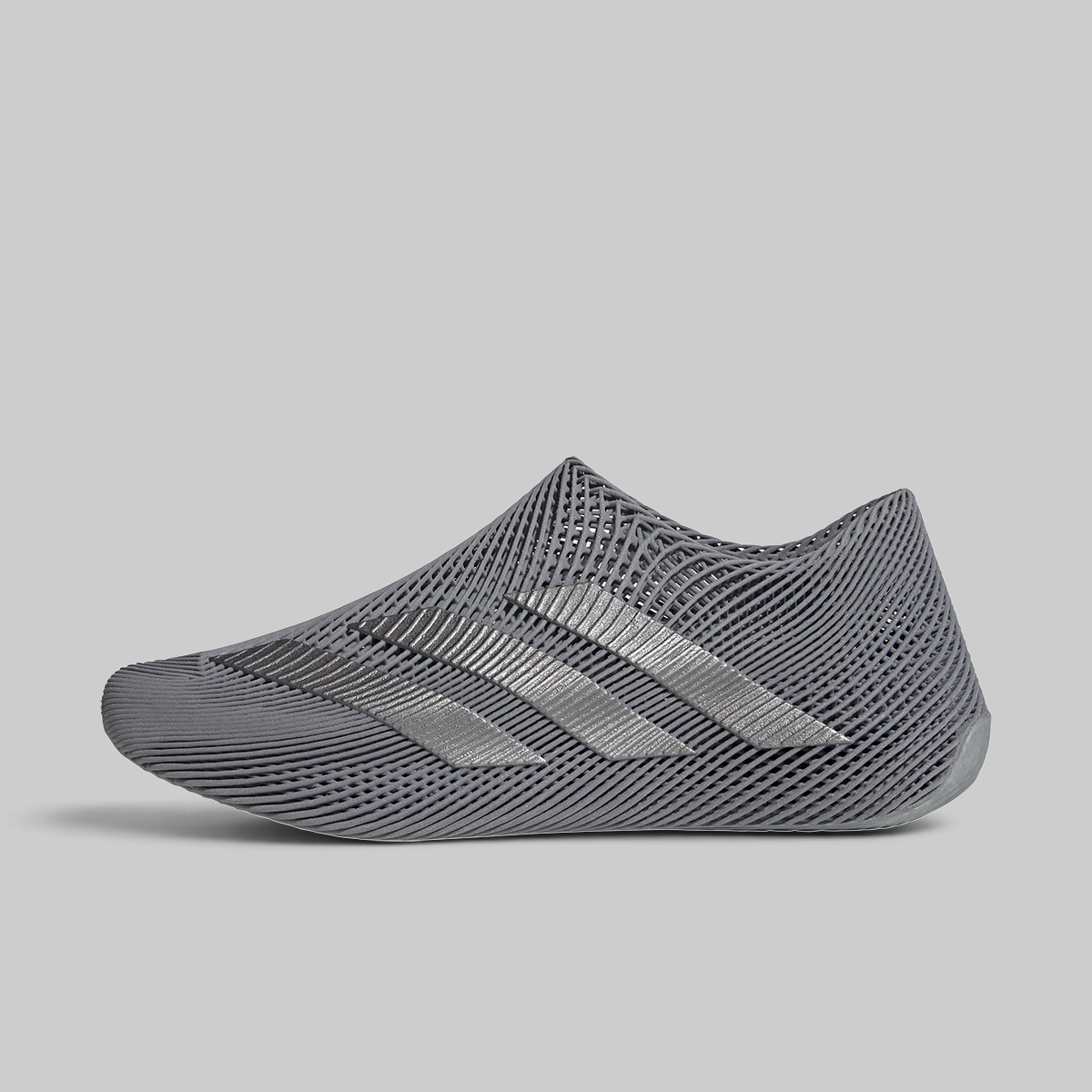 Grey 3d printed adidas slip on shoe with tonal three stripes