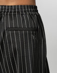 Mesh Pinstripe Short - Black