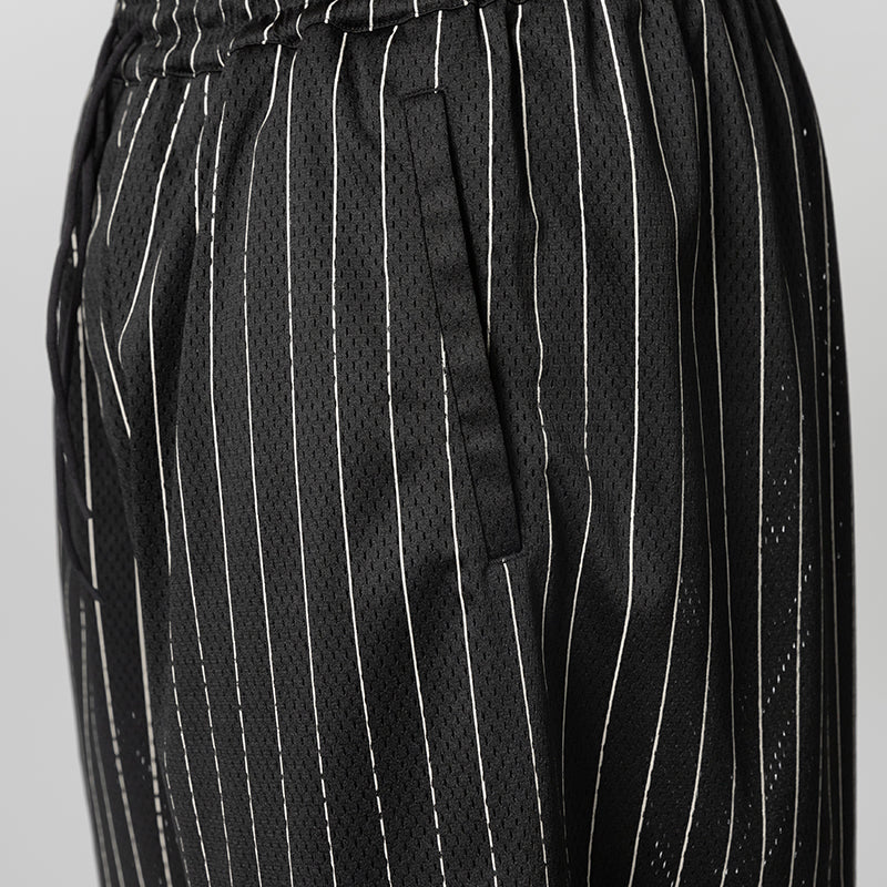 Mesh Pinstripe Short - Black