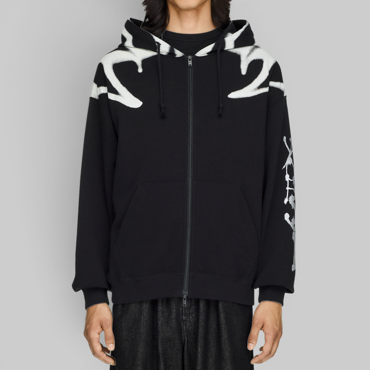 X CHITO Graphic Zip Hoodie - Black