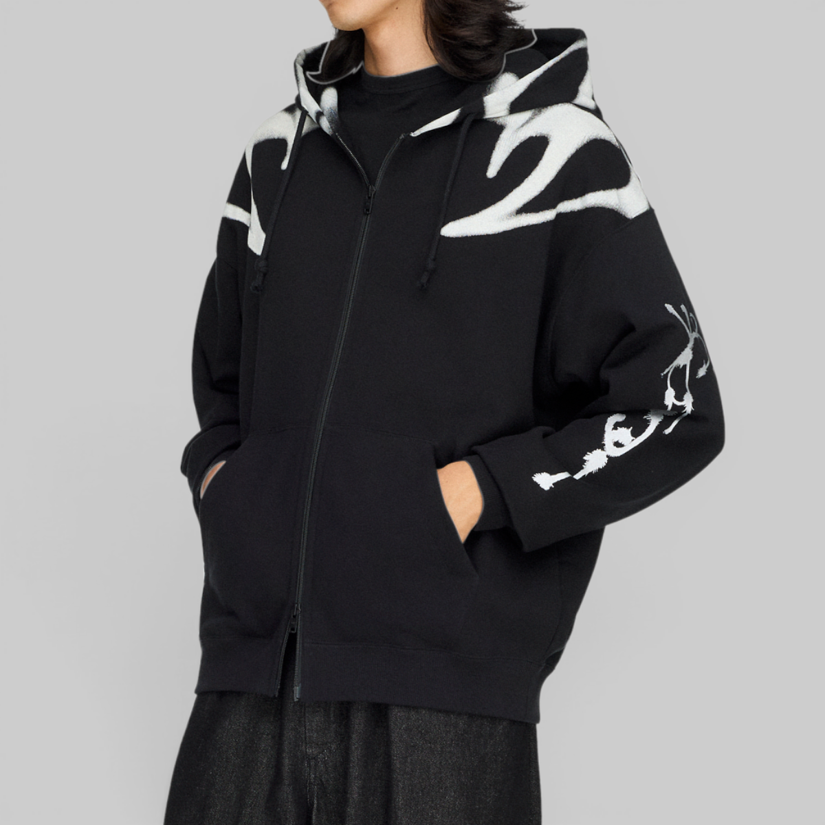 X CHITO Graphic Zip Hoodie - Black