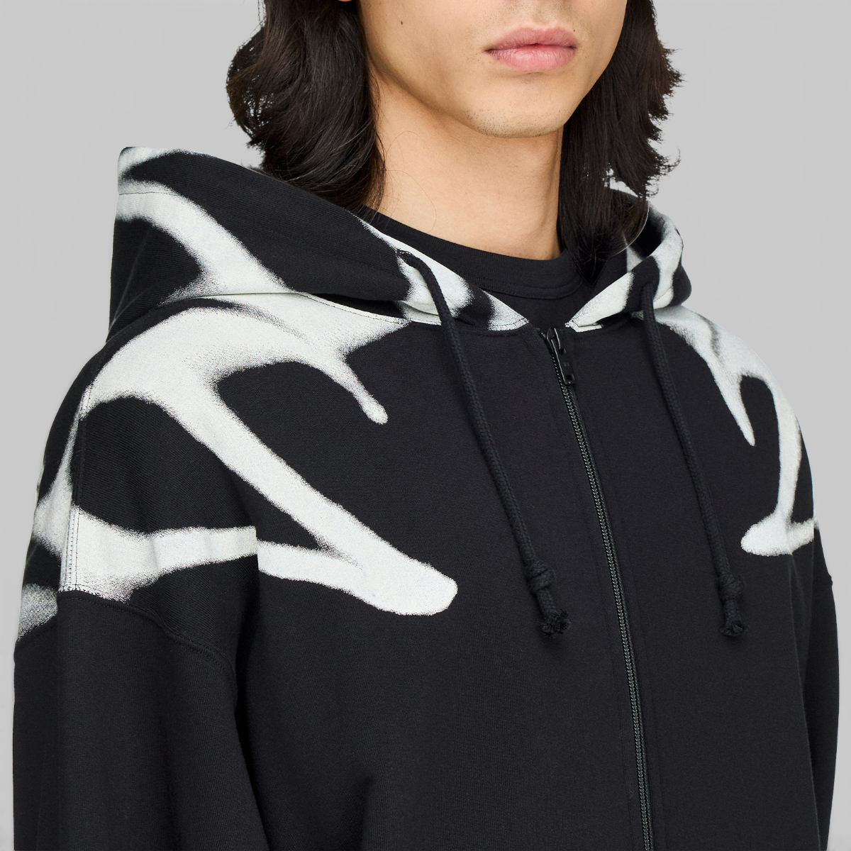 X CHITO Graphic Zip Hoodie - Black