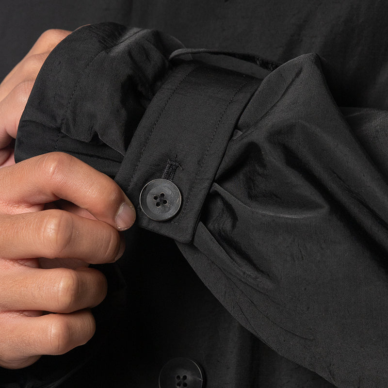 Spun Nylon Cabban Coat - Black