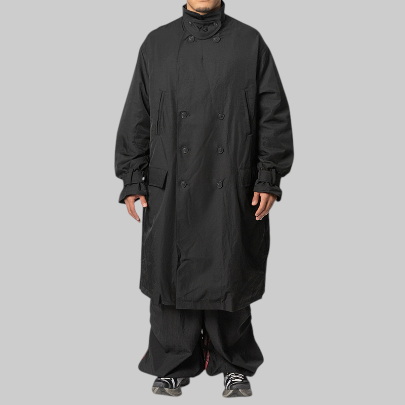 Spun Nylon Cabban Coat - Black