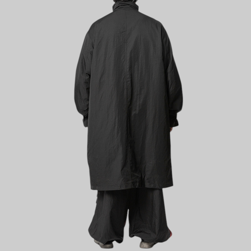 Spun Nylon Cabban Coat - Black