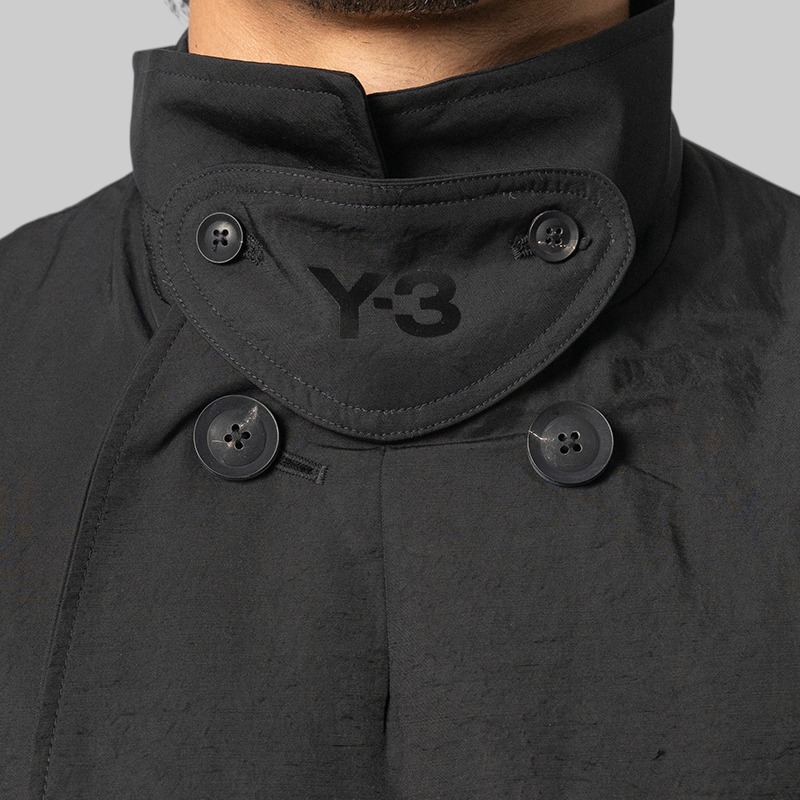 Spun Nylon Cabban Coat - Black