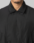 Spun Nylon Cabban Coat - Black