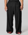Wool Straight Leg Pant - Black