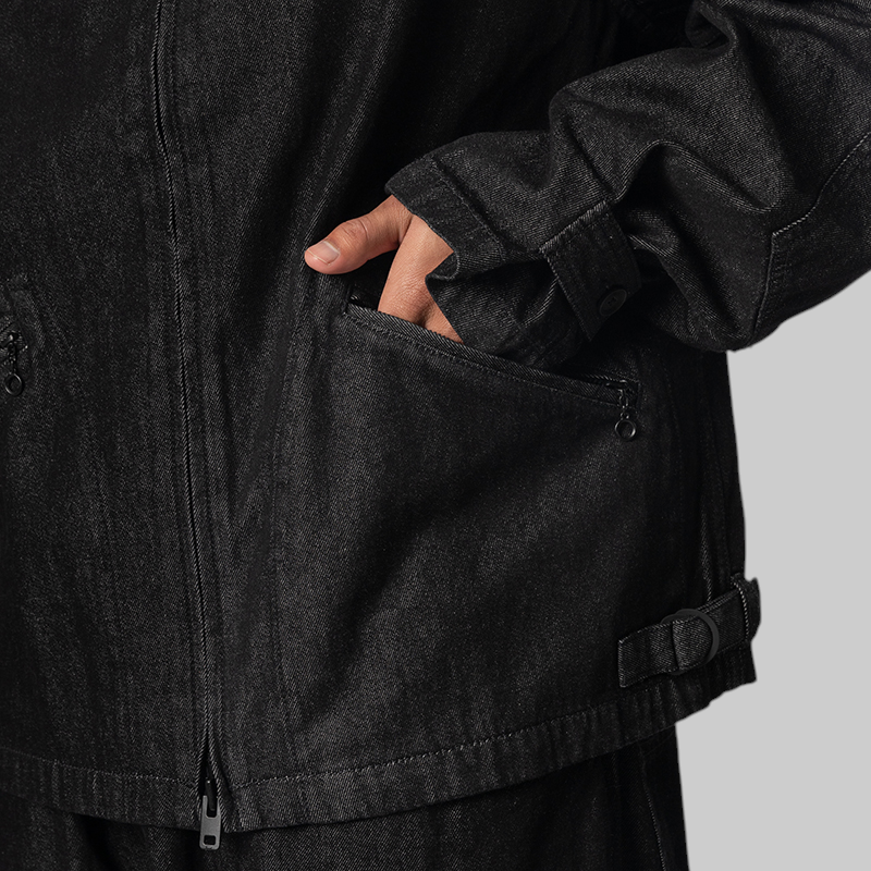 Denim Blouson Jacket - Black