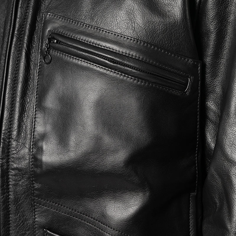 Leather Blouson Jacket - Black
