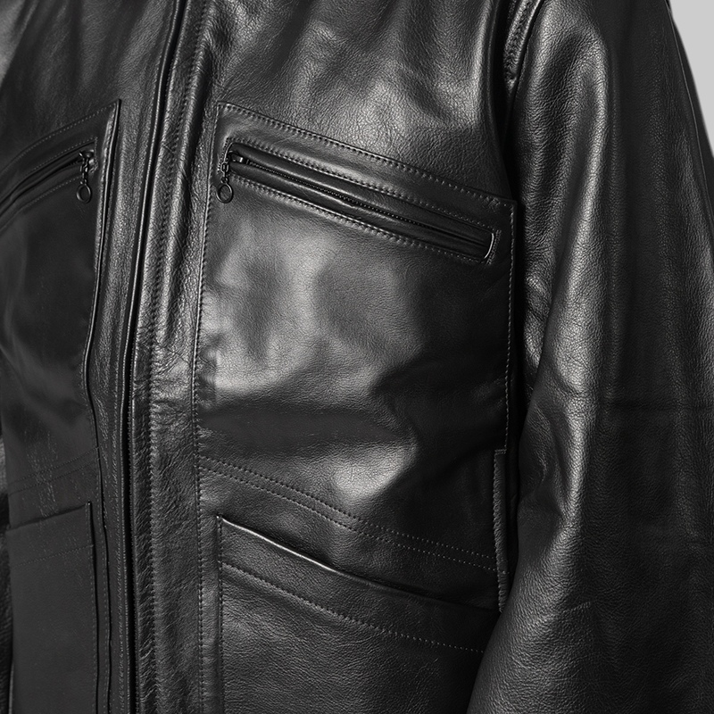 Leather Blouson Jacket - Black