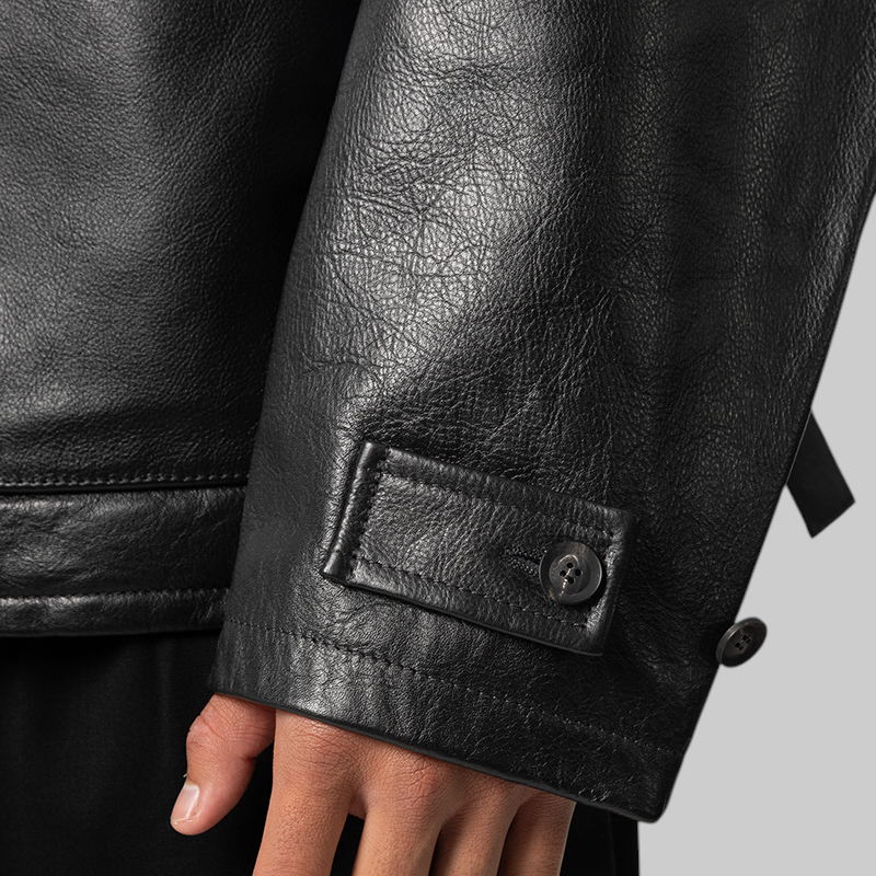 Leather Blouson Jacket - Black