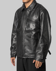 Leather Blouson Jacket - Black