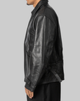 Leather Blouson Jacket - Black