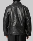 Leather Blouson Jacket - Black