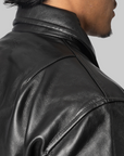 Leather Blouson Jacket - Black