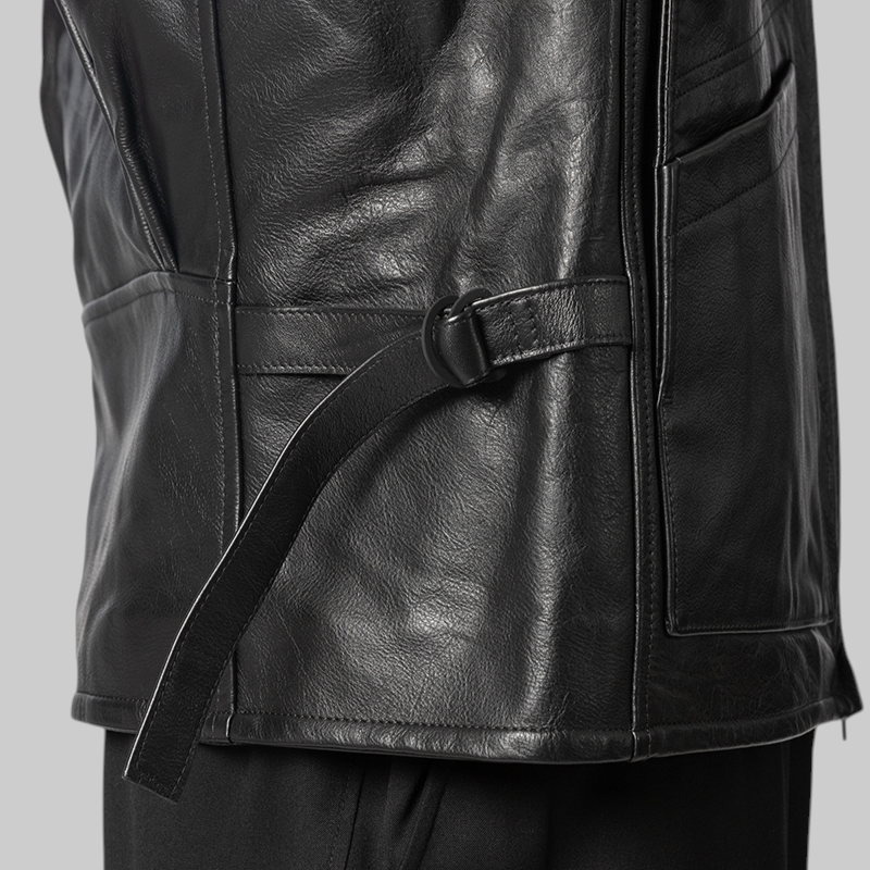 Leather Blouson Jacket - Black