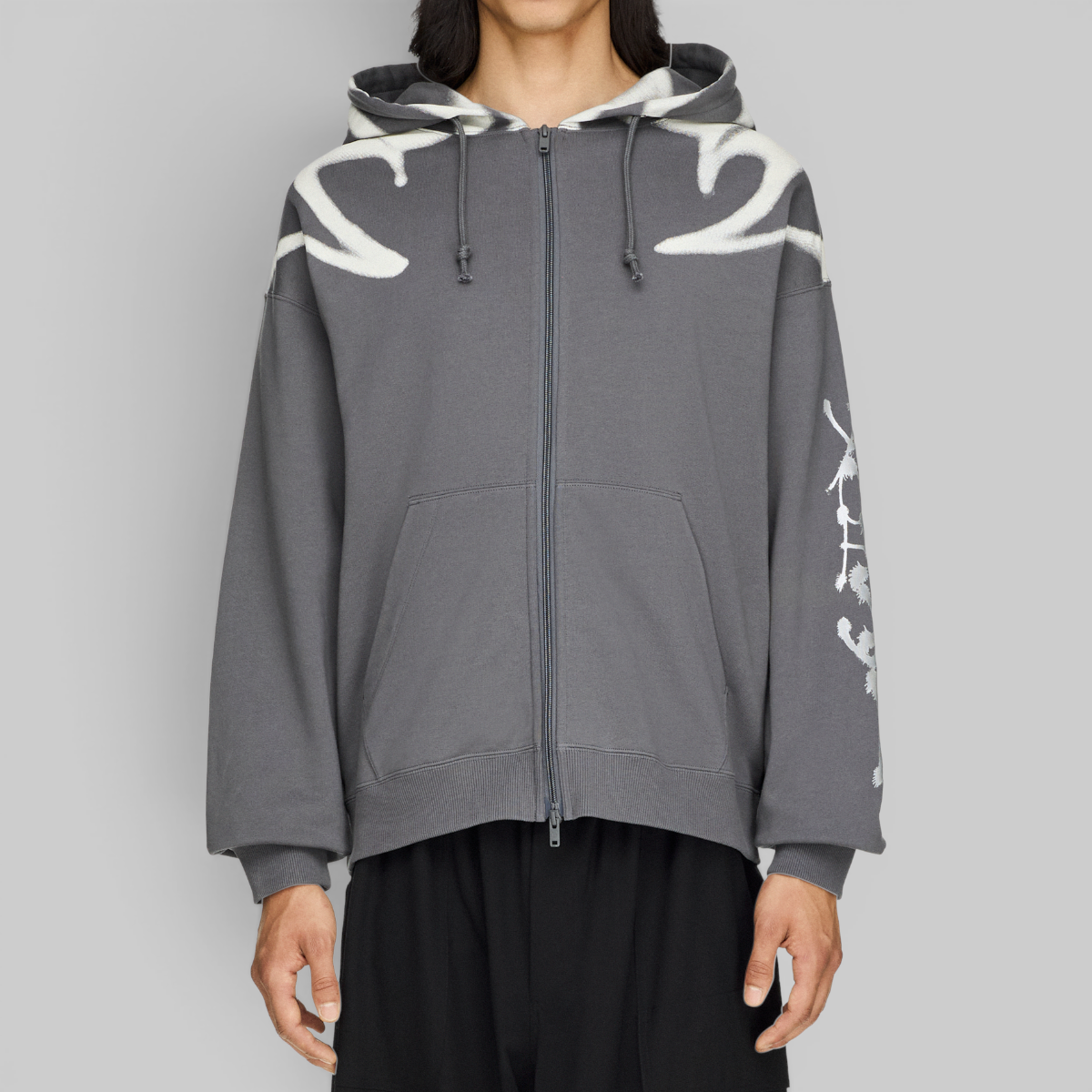 X CHITO Graphic French Terry Zip Hoodie - Grey