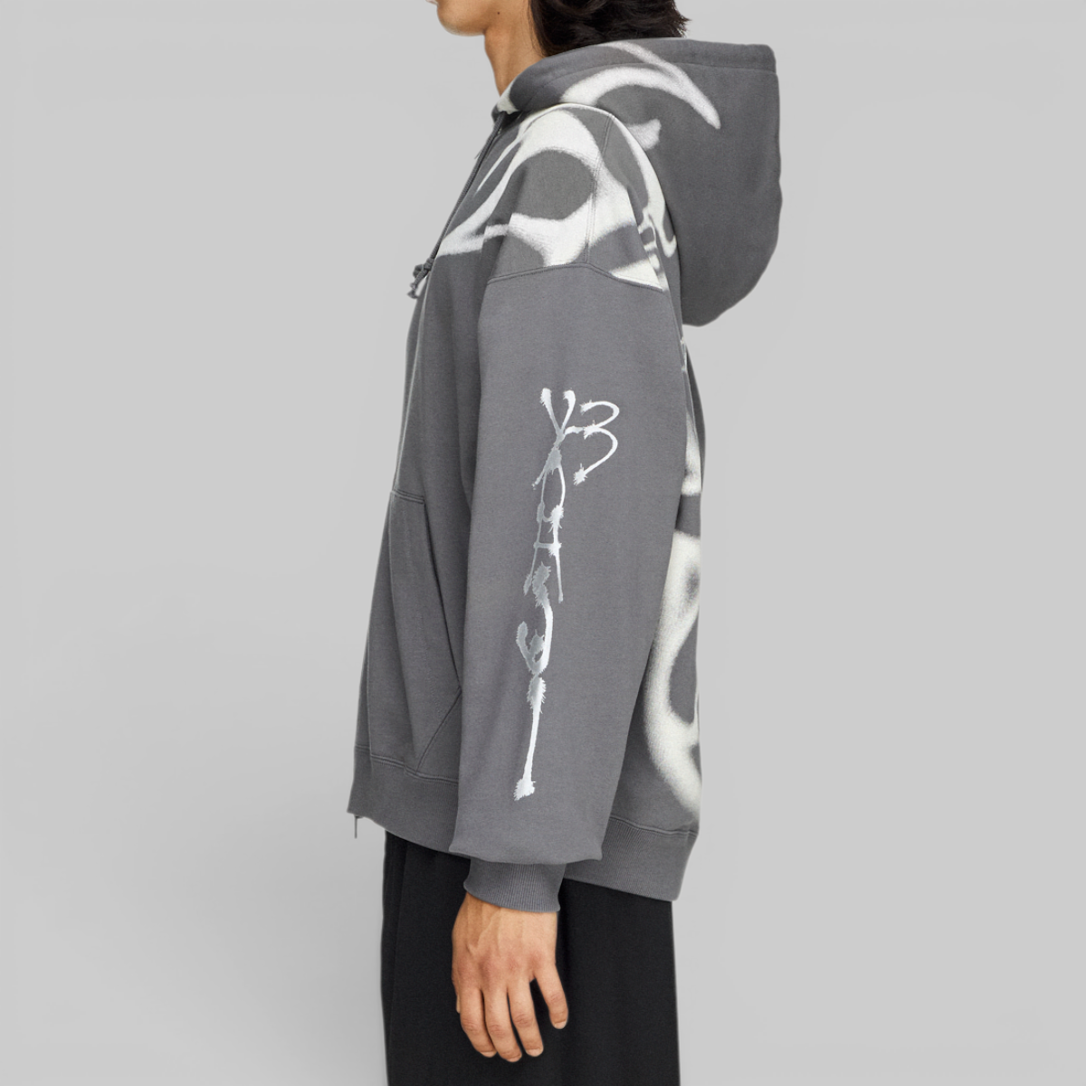 X CHITO Graphic French Terry Zip Hoodie - Grey