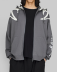 X CHITO Graphic French Terry Zip Hoodie - Grey