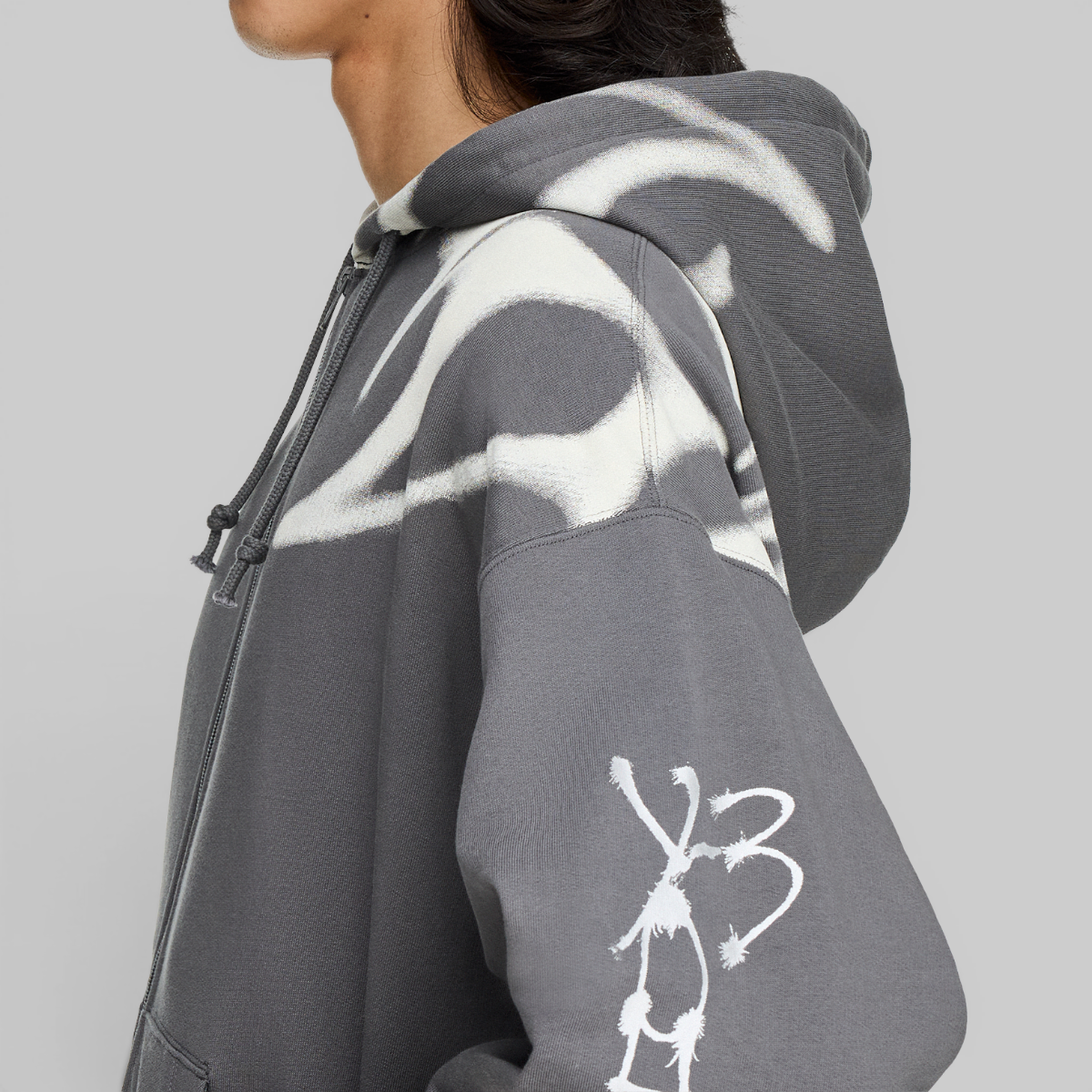 X CHITO Graphic French Terry Zip Hoodie - Grey